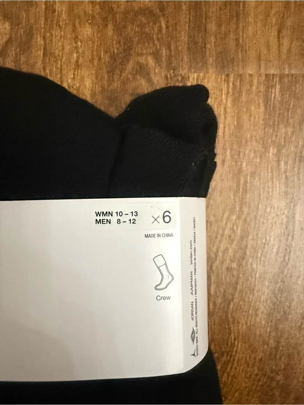 Jordan Black Crew Socks with White Jumpman Logo - 6 Pack